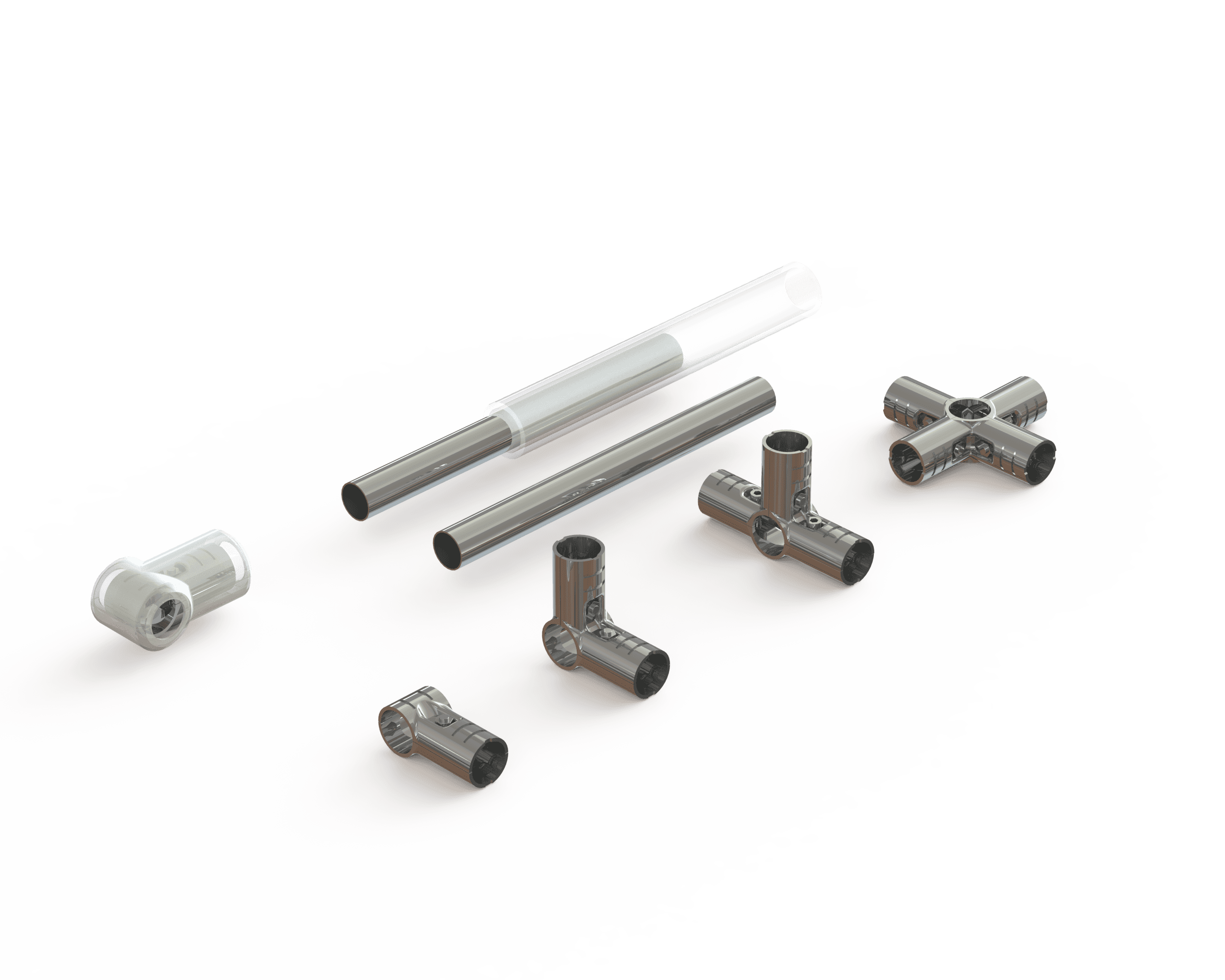 Rendu 3D des tubes inox et joints zingués