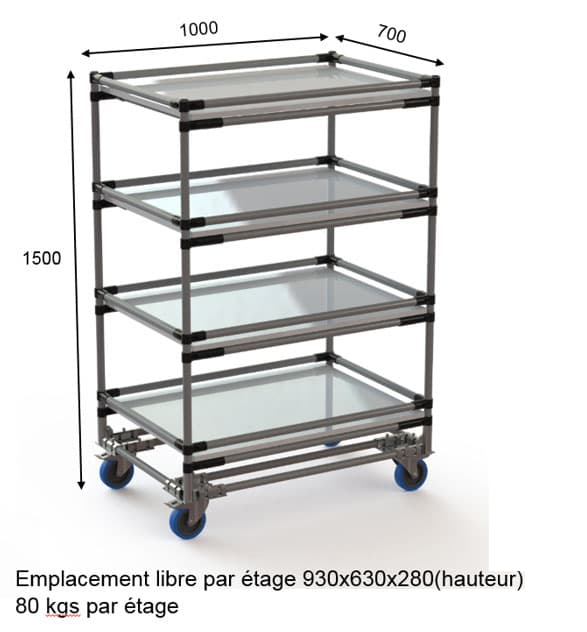 Chariot de transport tubulaire à plusieurs niveaux