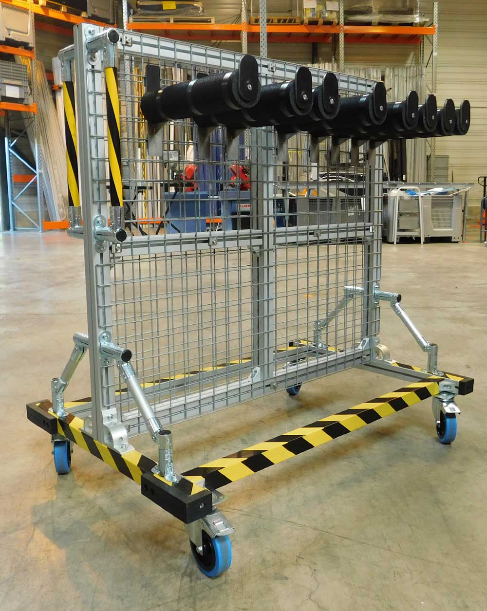 Chariot grillagé avec protections mousse